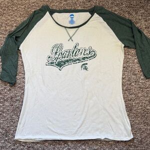 NCAA Green and Cream Long Sleeve Tee